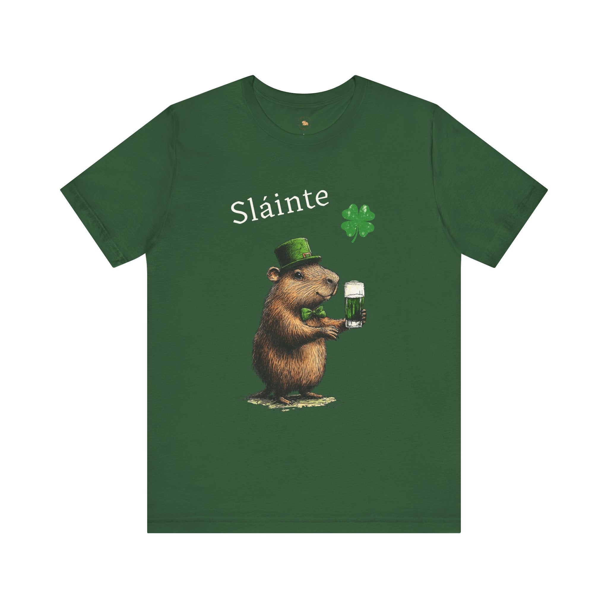 St Patrick's Day Luck Sláinte ToastTee -  Capybara Cheers Unisex Jersey Short Sleeve Shirt