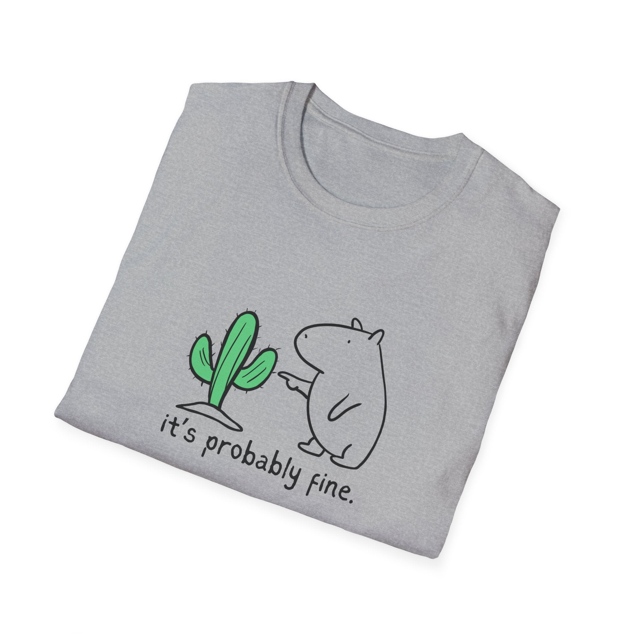 “It's Probably Fine” Funny Capybara Cactus Softstyle Tee