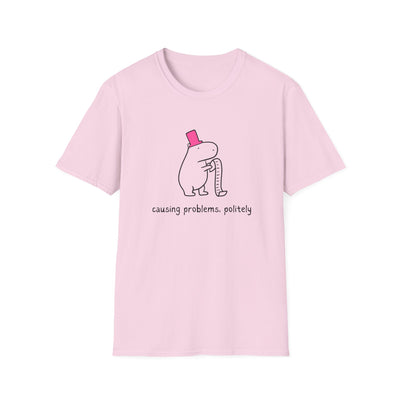 "Causing Problems Politely" Funny Capybara Softstyle Tee