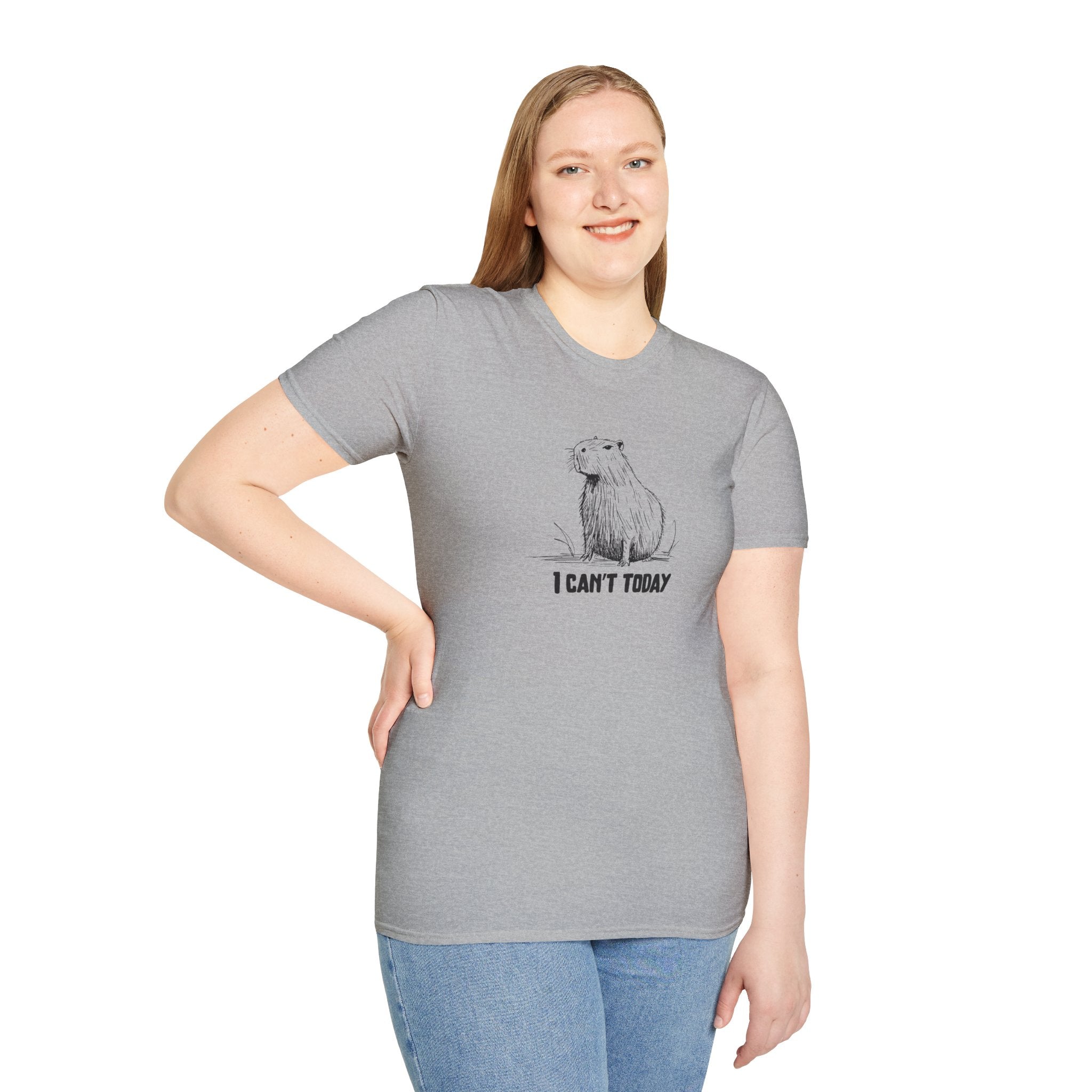 "I Can't Today" Funny Capybara Adult Softstyle Tee