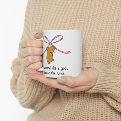 "It seemed like a good idea at the time" Capybara Pink Bow Coffee Mug