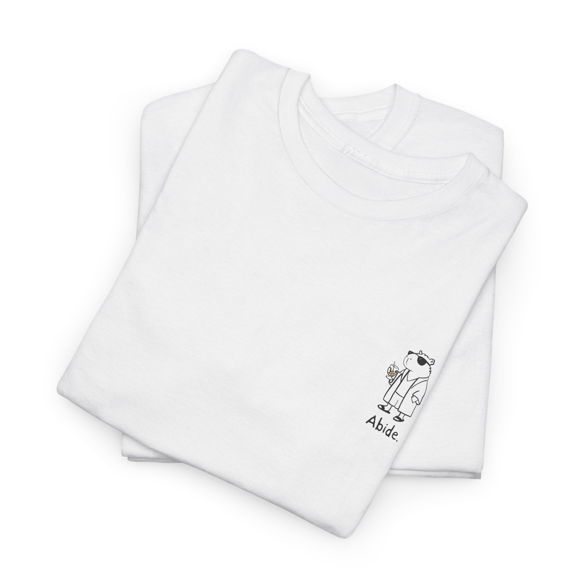 "Abide" Left Logo Capybara Dude Heavy Tee