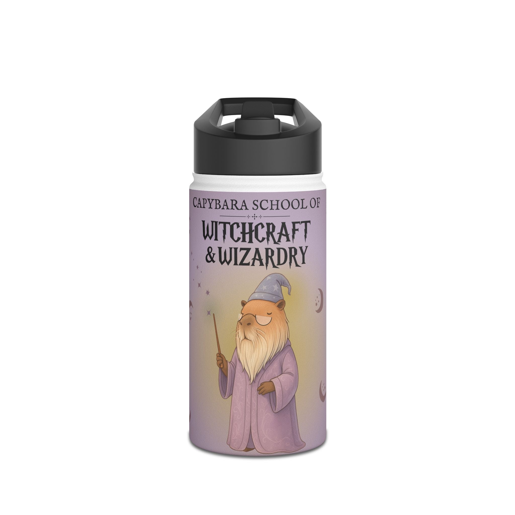 Wizard Magic Lover Kids Water Bottle – Professor Chillindore Capybara School of Witchcraft and Wizardry – 12oz Stainless Steel Bottle – Back to School or Birthday Gift - Matching Lunchbox