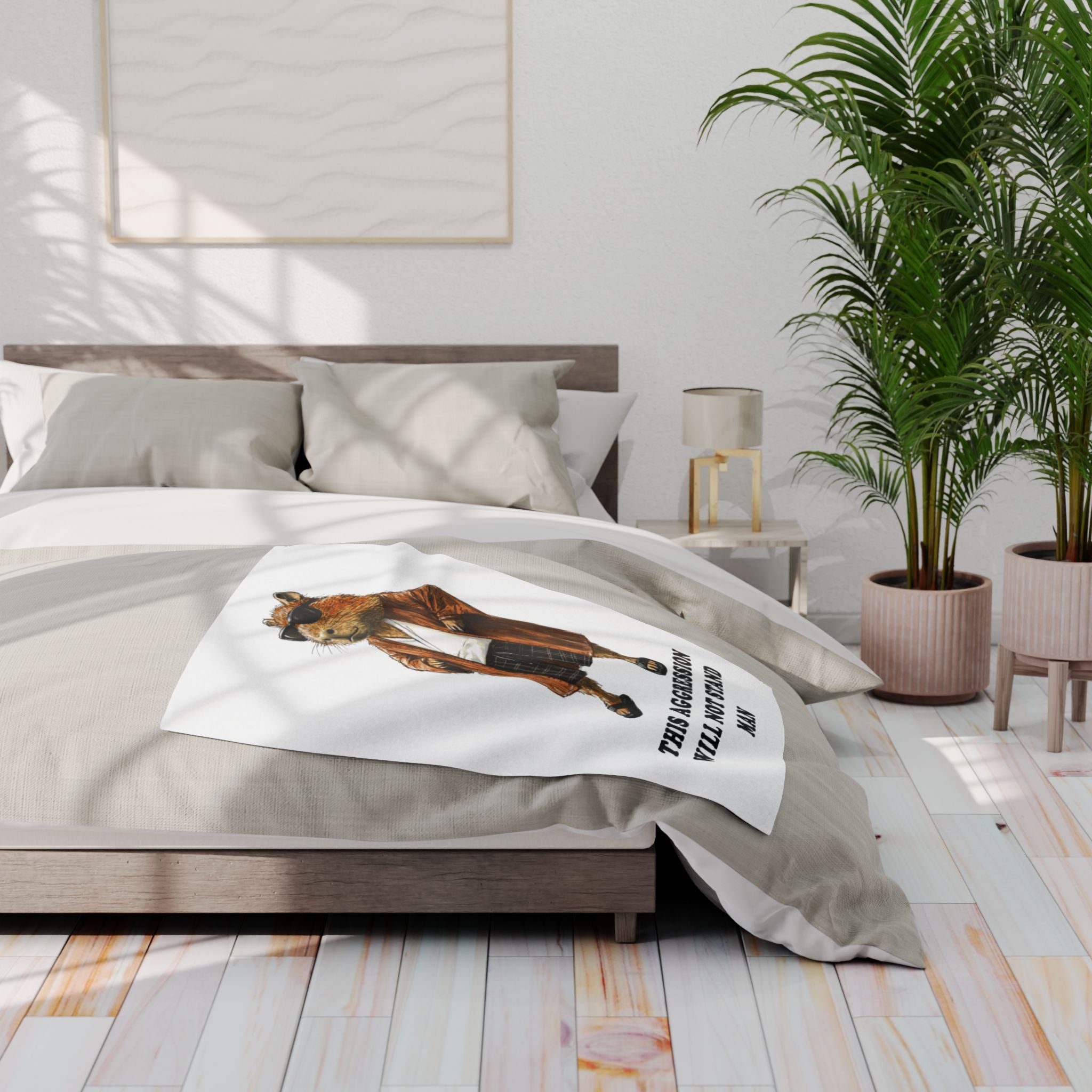 Fleece Blanket - Big Lebowski Inspired Capybara - 'This aggression will not stand, man'