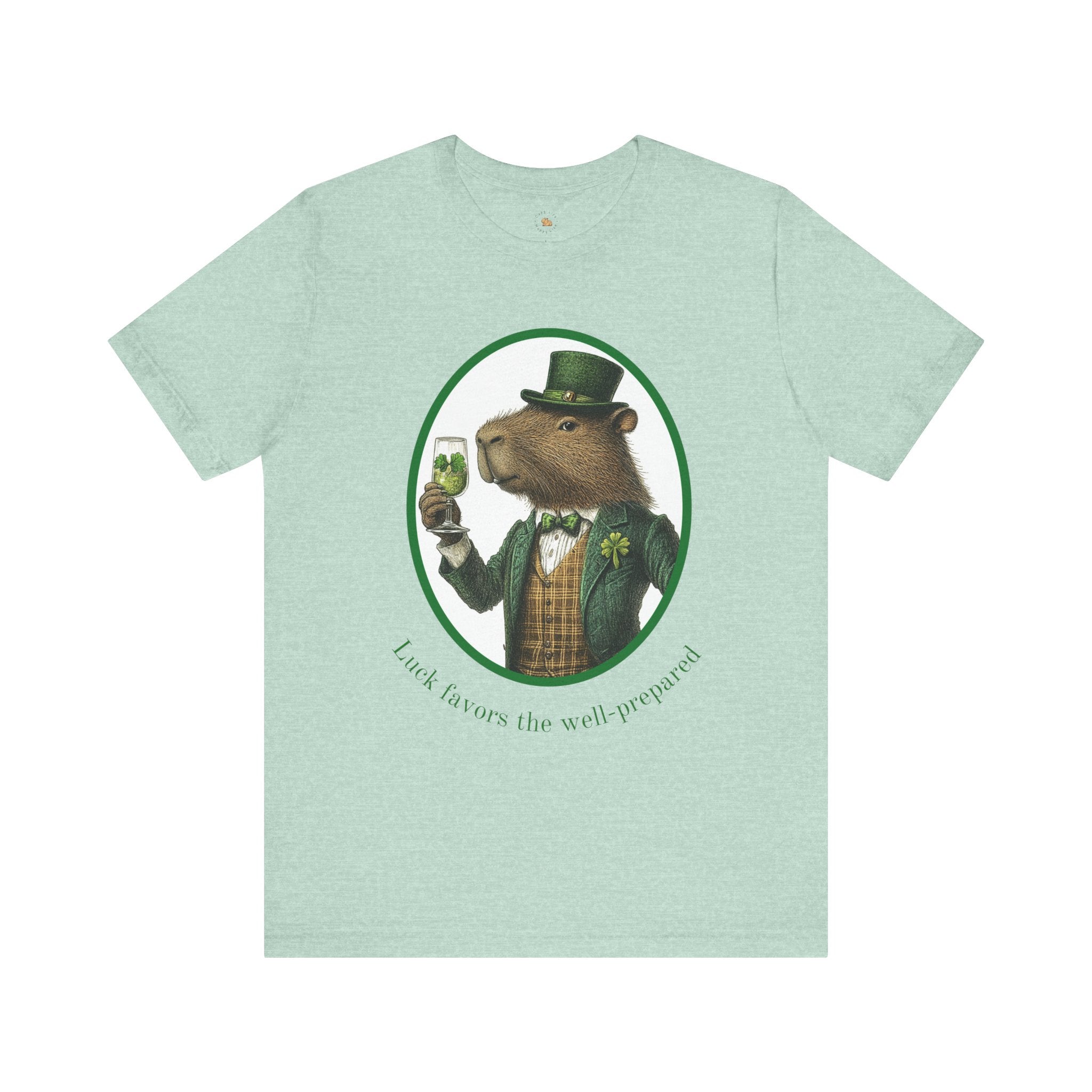 St Patrick's Day Luck Favors the Well Prepared Tee -  Distinguished Capybara Unisex Jersey Short Sleeve Shirt