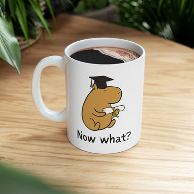 "Now what?” Capybara Graduation Aftermath Coffee Mug