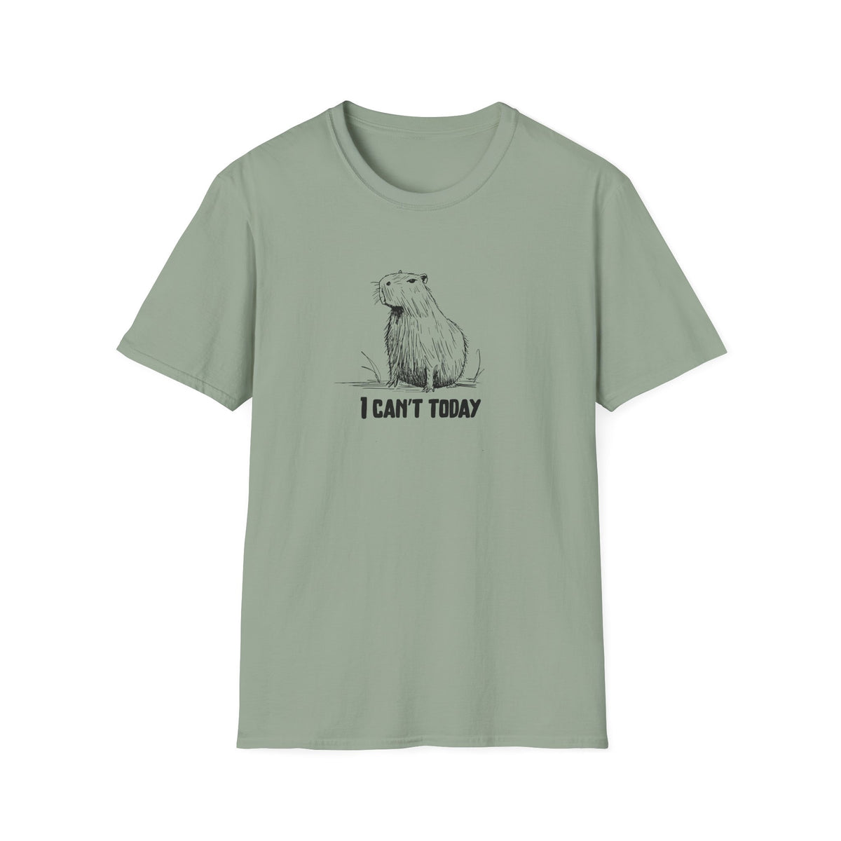 "I Can't Today" Funny Capybara Adult Softstyle Tee