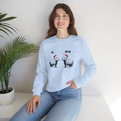 Ho Ho Ho Capybara Christmas Sweatshirt – Cute Minimalist Holiday Sweater (Unisex, Cozy Winter Gift)