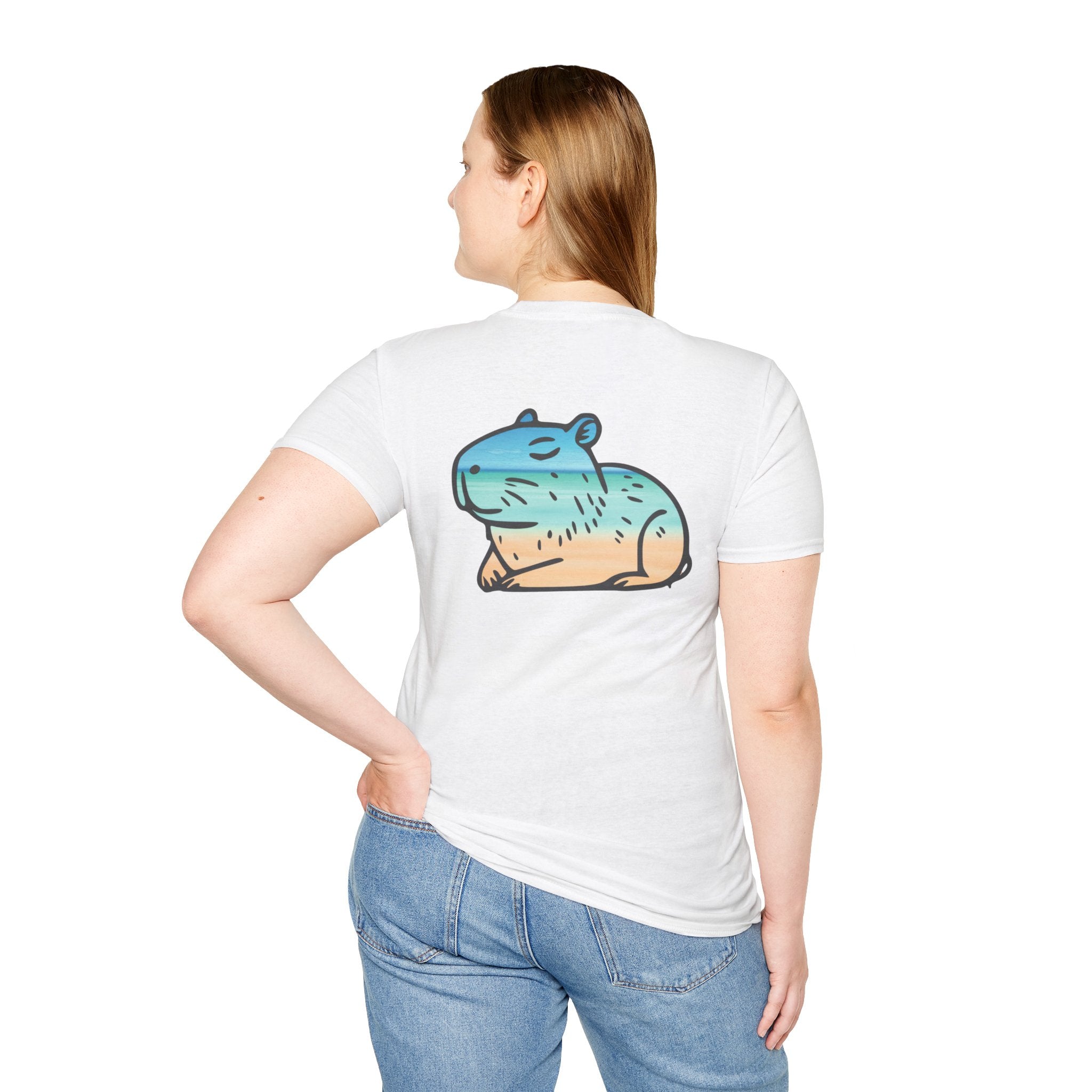 Ocean Chill Capybara Unisex Softstyle T-Shirt - Relaxed Fit Graphic Tee