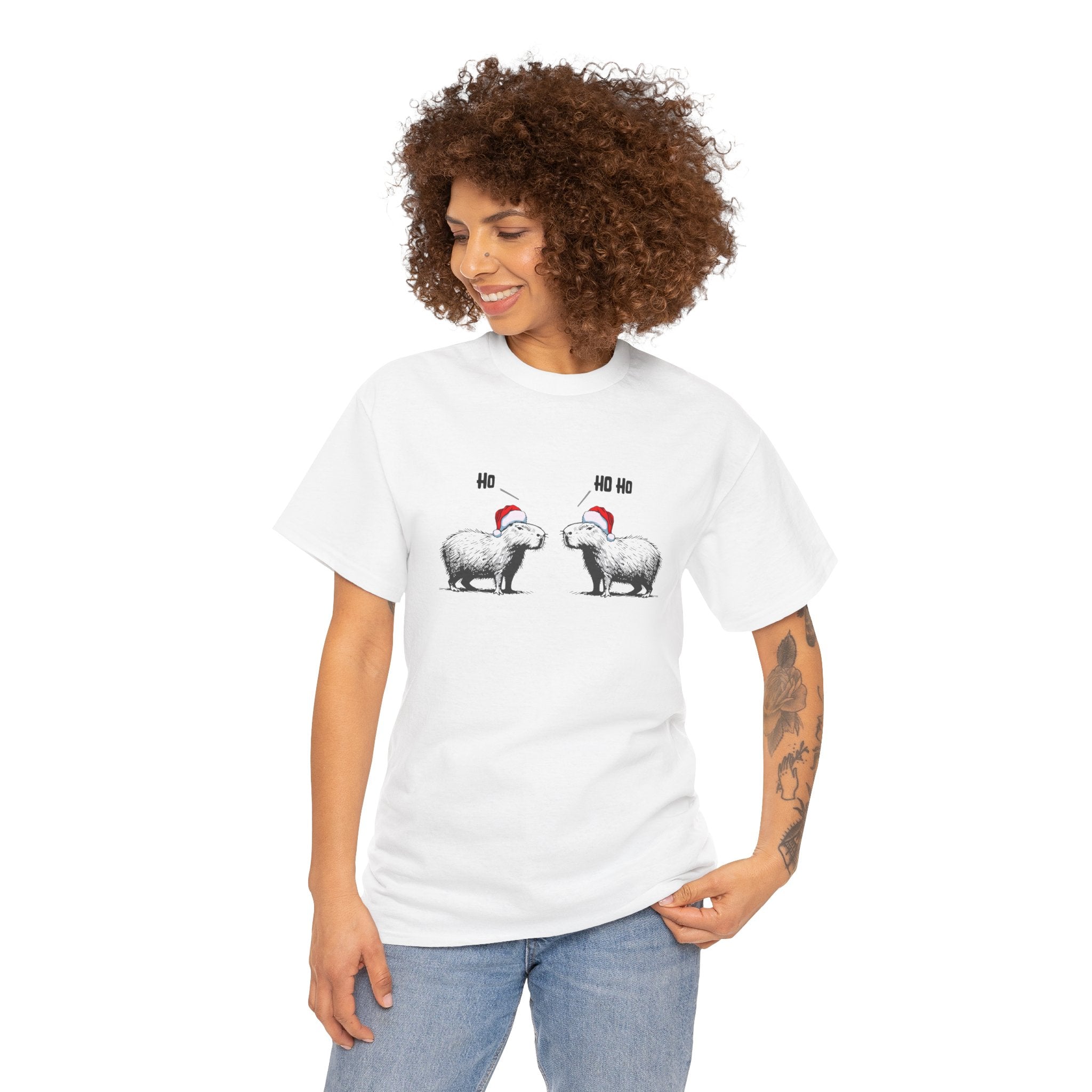 Ho Ho Ho Capybara Adult T-Shirt – The Unbothered Holiday Classic