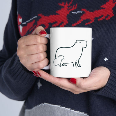 Minimalist Capybara Mug – Cute Mom & Baby Coffee Mug for Animal Lovers