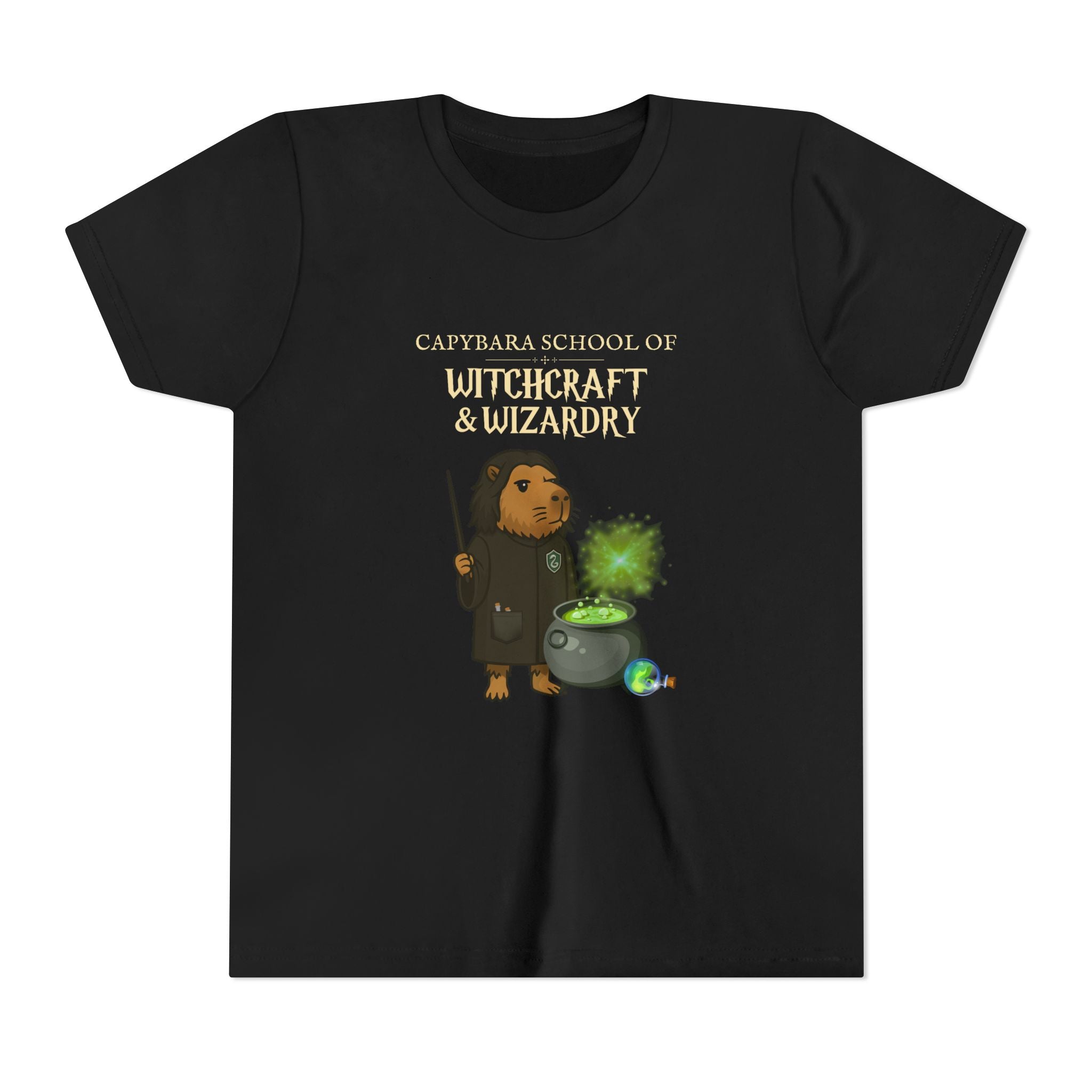 Whimsical Youth Tee - Capybara School of Witchcraft & Wizardry | Potions Master Gift |  Youth Severus Napebara Unisex Tee