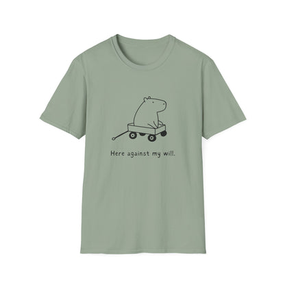 Funny Minimalist Tee - Here Against My Will Capybara Shirt
