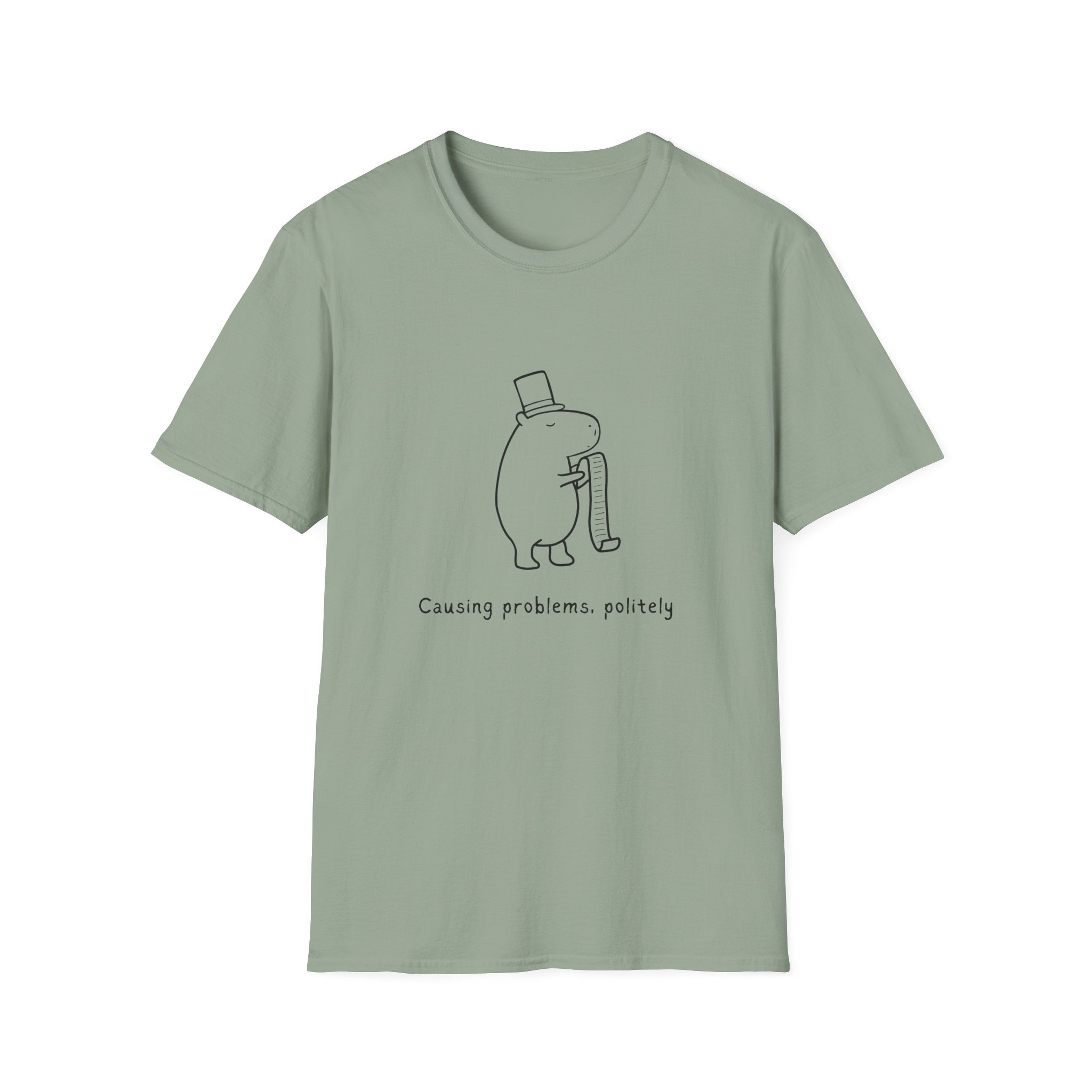Funny Minimalist Tee - Capybara Causing Problems Politely