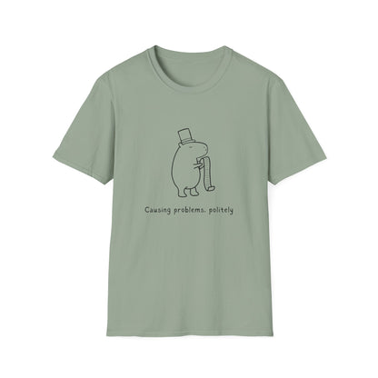 Funny Minimalist Tee - Capybara Causing Problems Politely