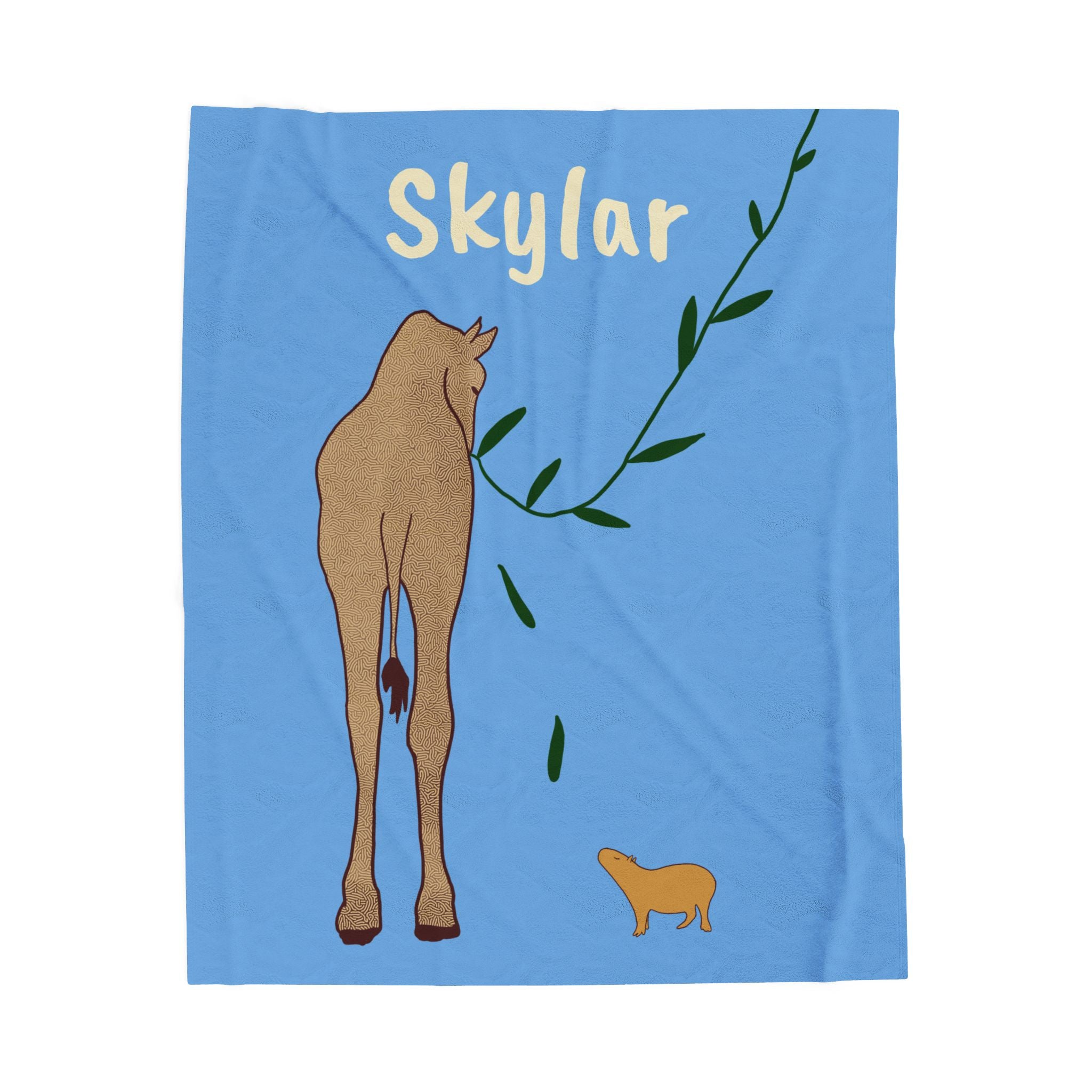 Personalized Giraffe Baby Blanket with Capybara – Custom Name Safari Nursery Blanket