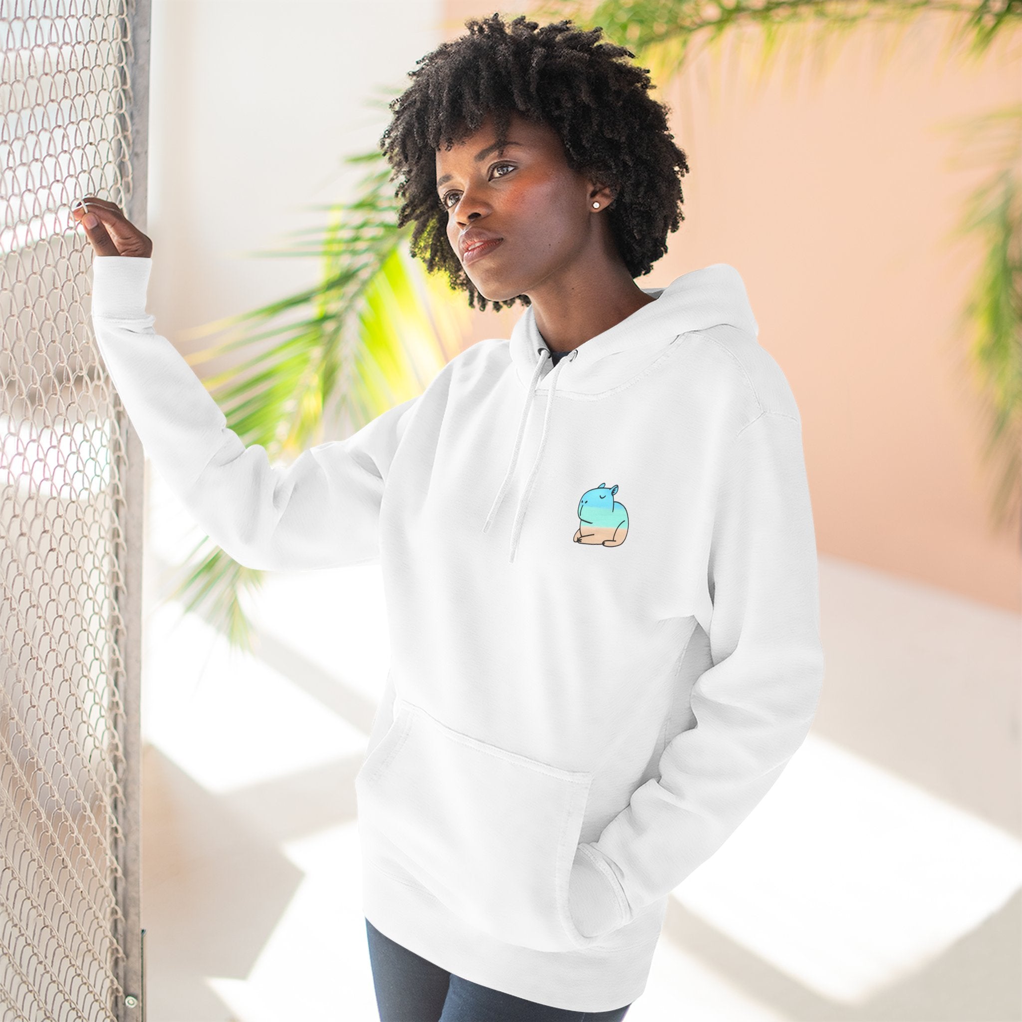 Capy Life Coastal Capybara Hoodie – Minimalist Beach Graphic Pullover