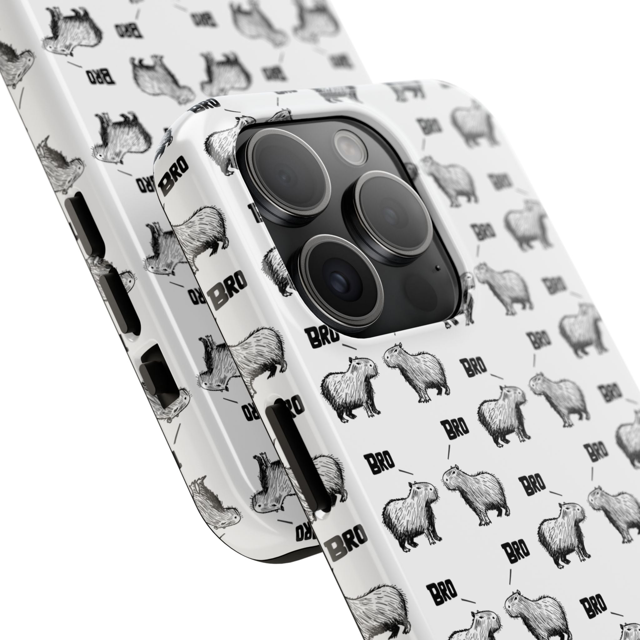 “Bro, Bro" Patterned Funny Capybara Phone Case