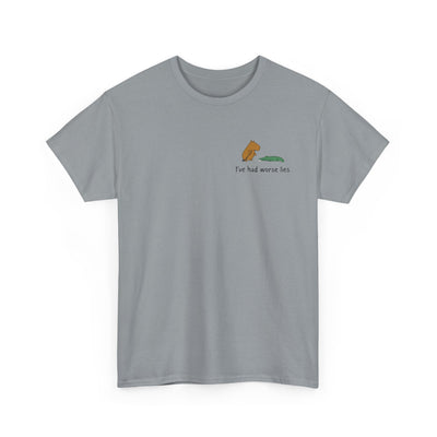 "I've had worse lies" - Funny Golf Capybara Left Logo Heavy Tee