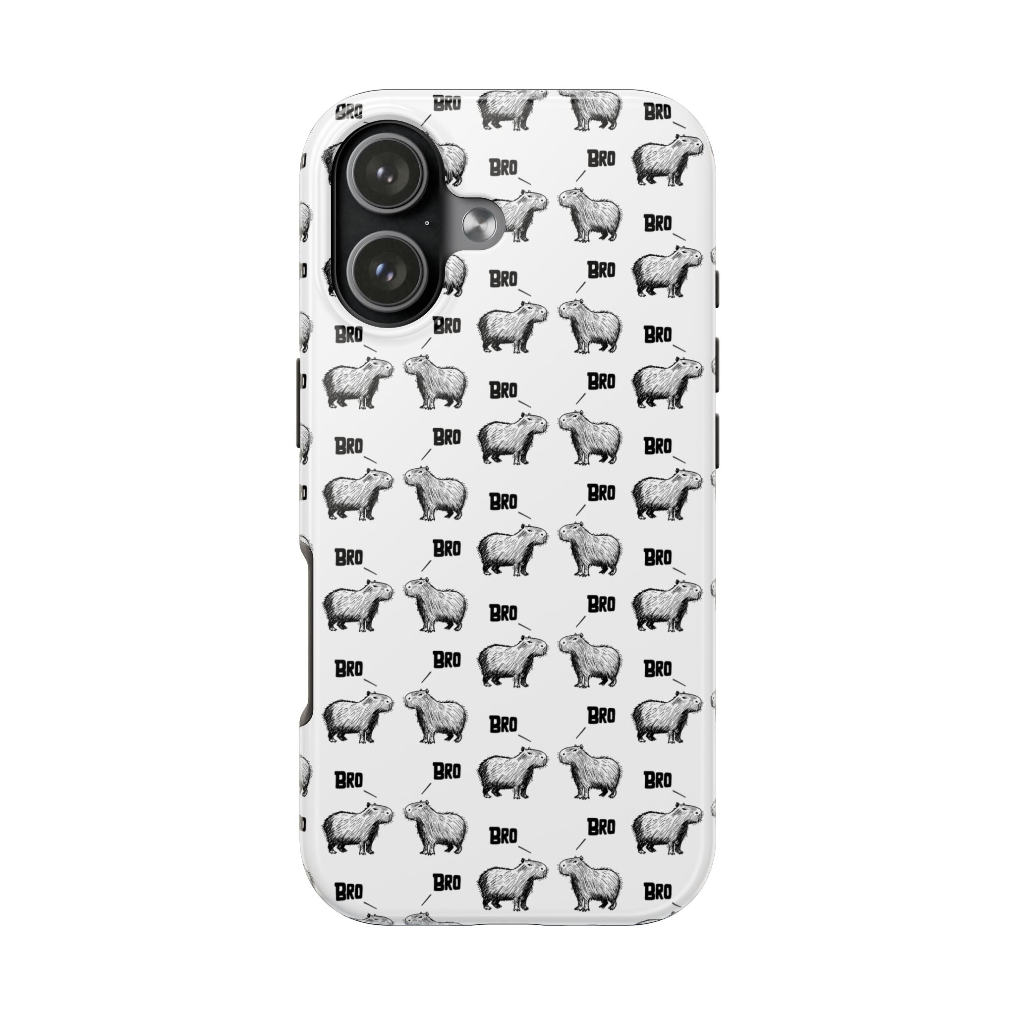 “Bro, Bro" Patterned Funny Capybara Phone Case