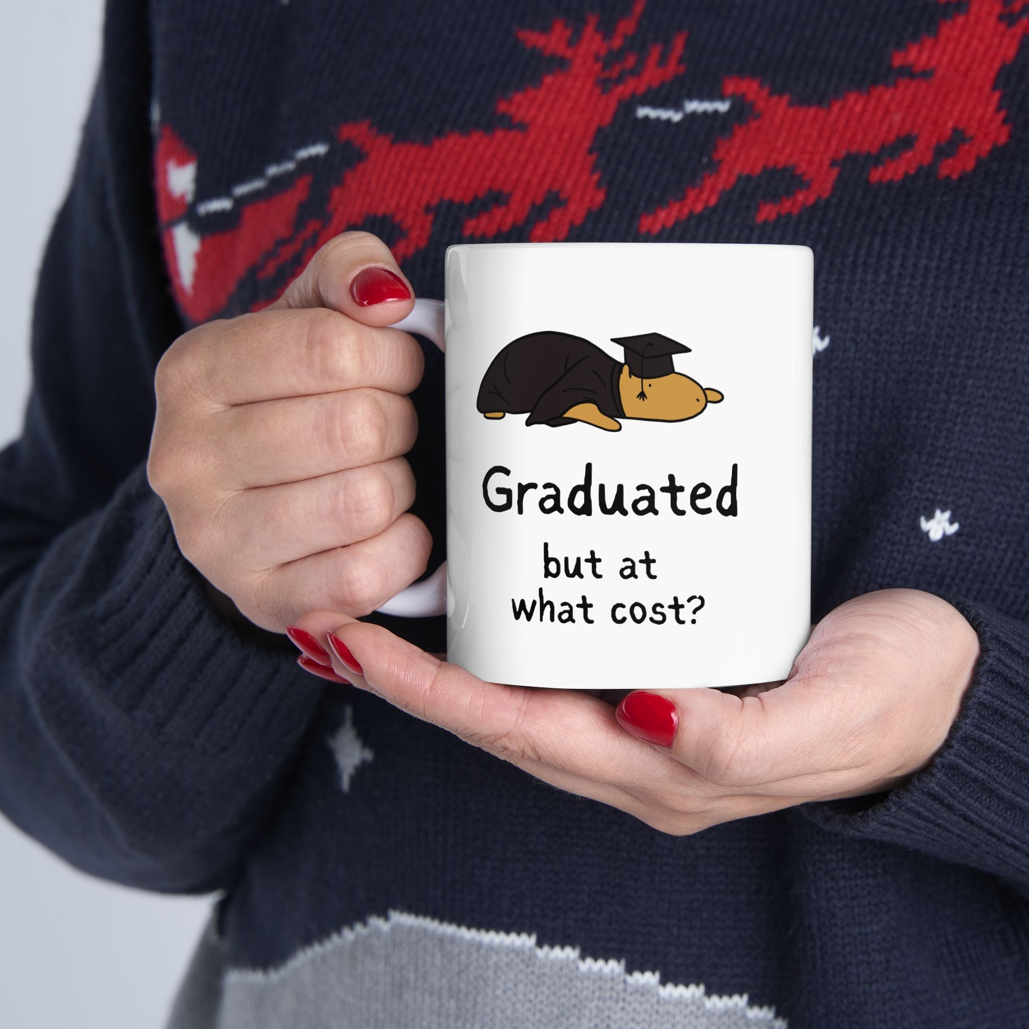 "Graduated, but at what cost?” Capybara Graduation Coffee Mug