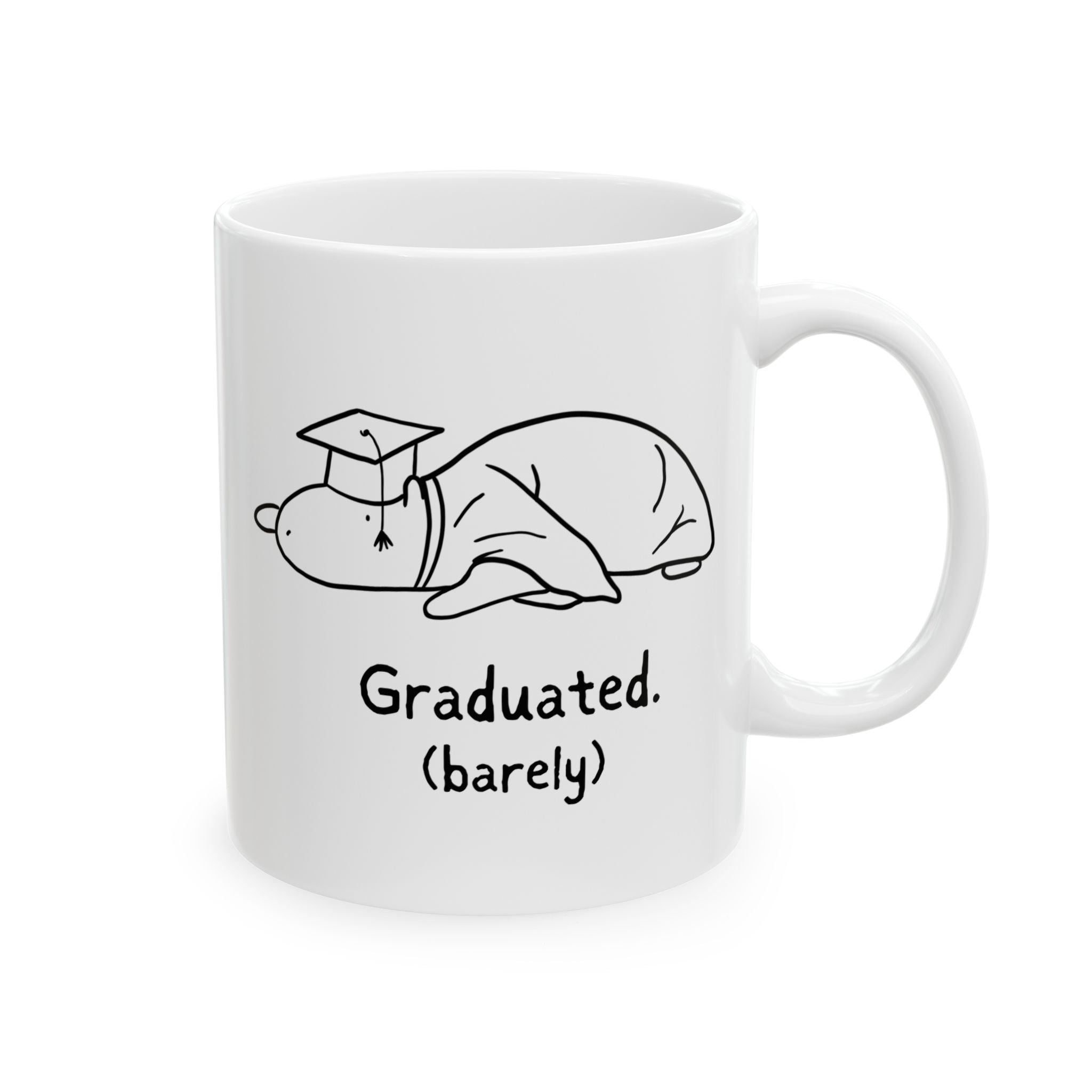 Funny Graduation Mug – “Graduated (Barely)” Capybara Coffee Mug