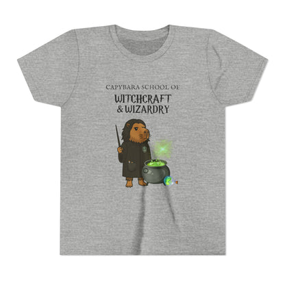 Whimsical Youth Tee - Capybara School of Witchcraft & Wizardry | Potions Master Gift |  Youth Severus Napebara Unisex Tee
