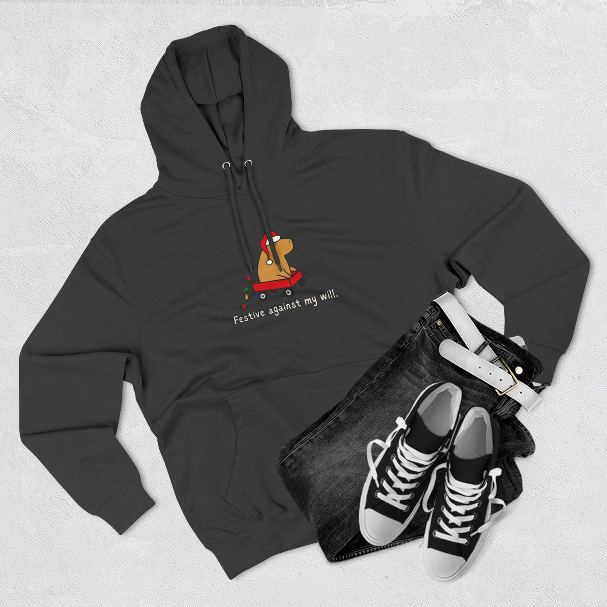 Copy of Festive Against My Will Capybara Adult Hoodie