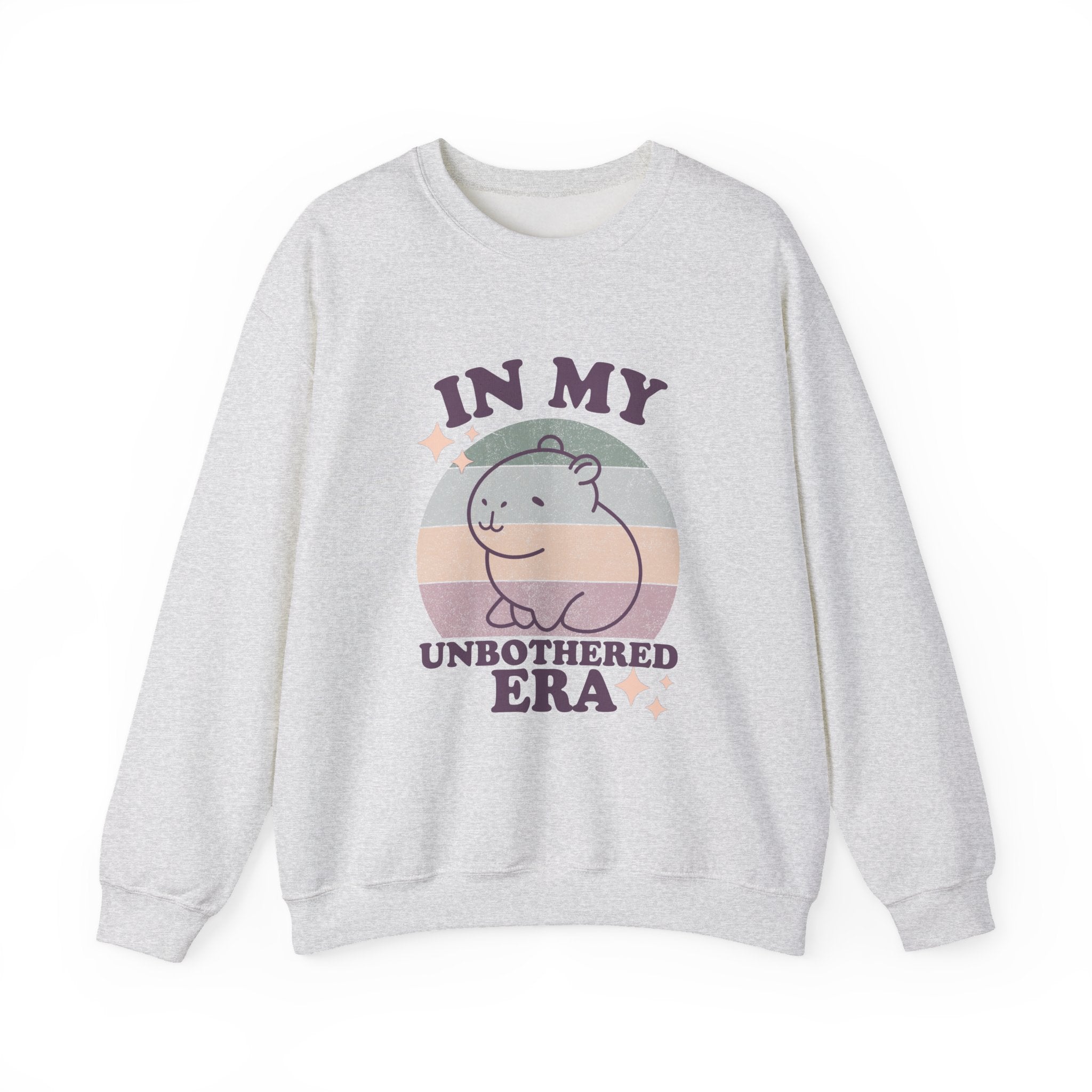 In My Unbothered Era Capybara Sweatshirt – Funny Chill Era Crewneck for Adults – Cozy Capy Life Retro Sun Design