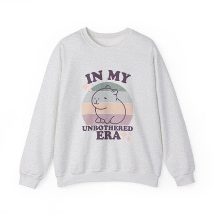 In My Unbothered Era Capybara Sweatshirt – Funny Chill Era Crewneck for Adults – Cozy Capy Life Retro Sun Design