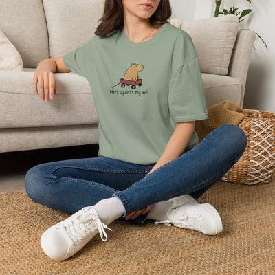 Here Against My Will Minimalist Capybara Softstyle Adult T-Shirt