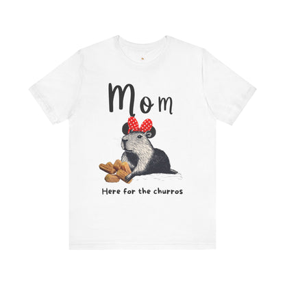 Mom Theme Park Here for the Churros Tee -  Capybara Snack Unisex Jersey Short Sleeve Shirt