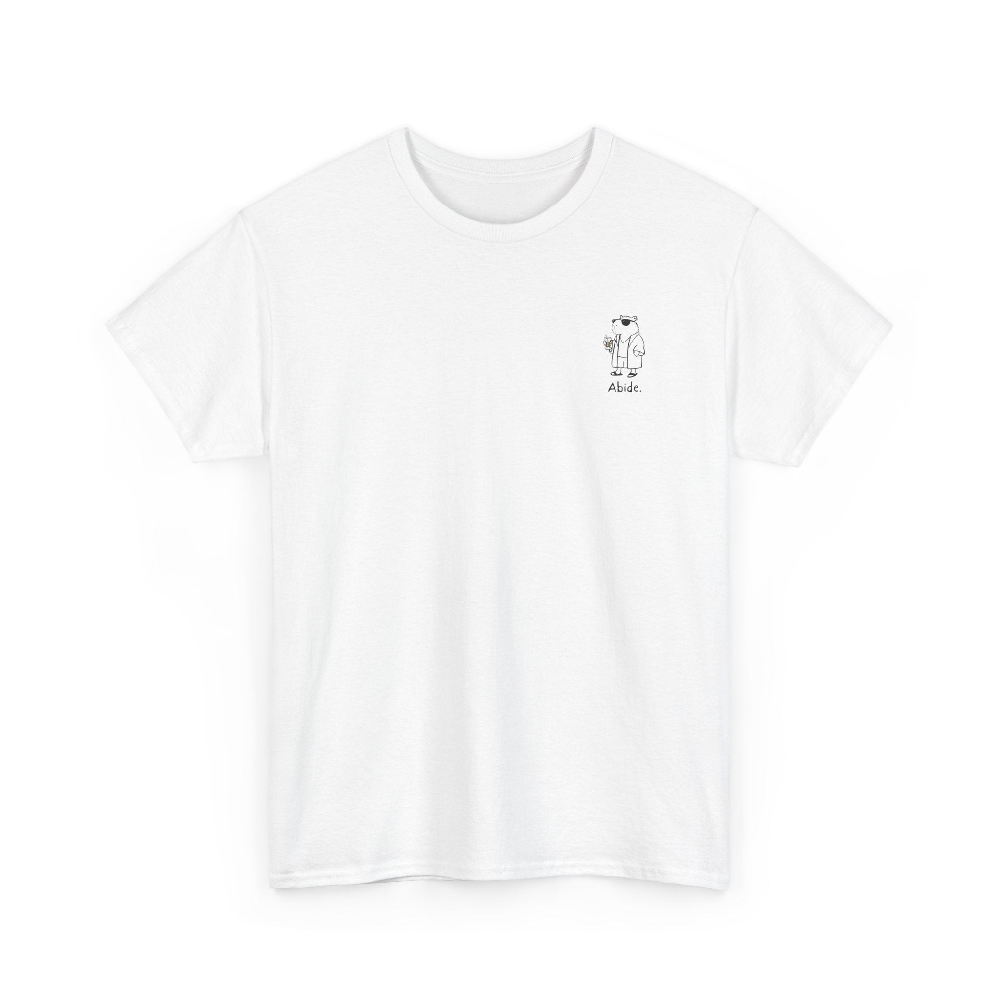 "Abide" Left Logo Capybara Dude Heavy Tee