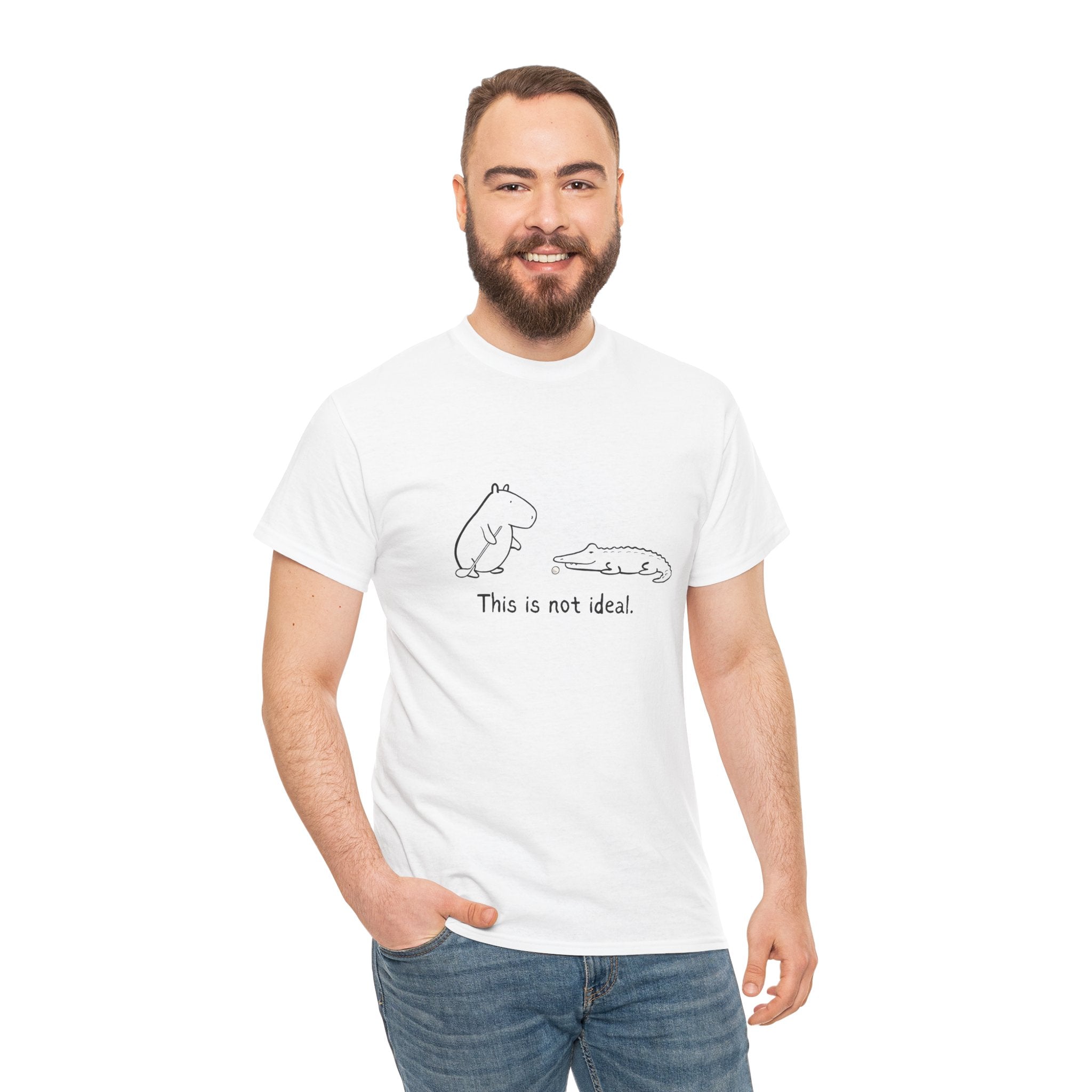 “This Is Not Ideal” Capybara Funny Golf T-Shirt –  Heavy Tee
