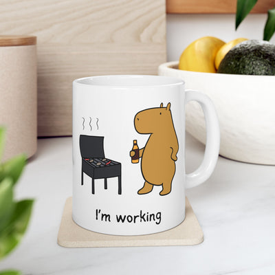 "I'm Working" Capybara Grillmaster Coffee Mug