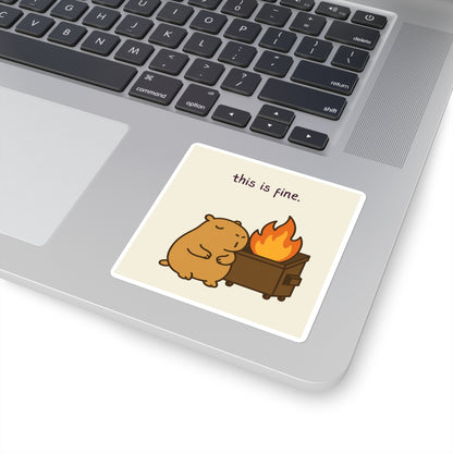 This Is Fine Sticker – Funny Capybara Vinyl Sticker for Laptops, Water Bottles & Journals