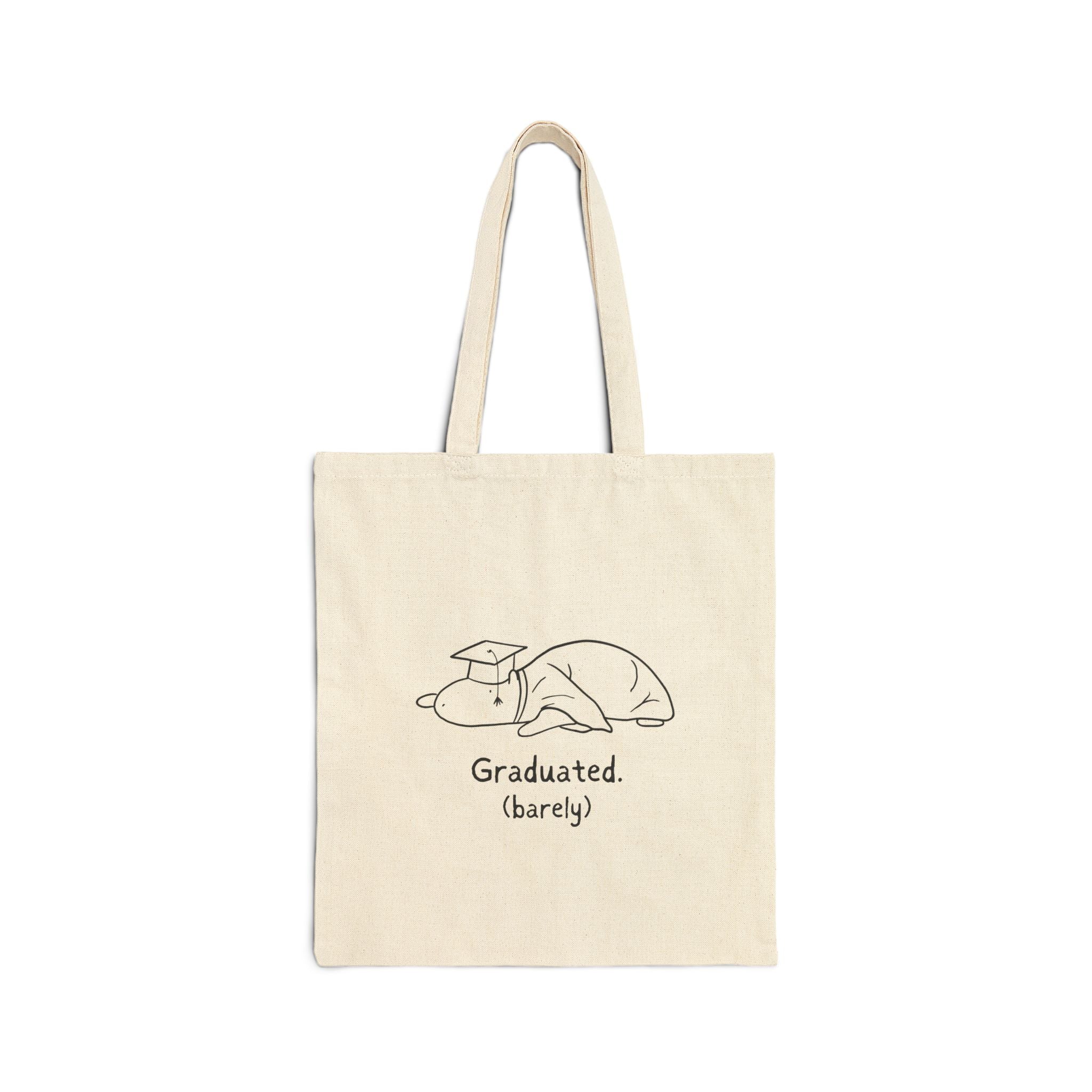 Funny Graduation Tote Bag – “Graduated (Barely)” Capybara Canvas Tote