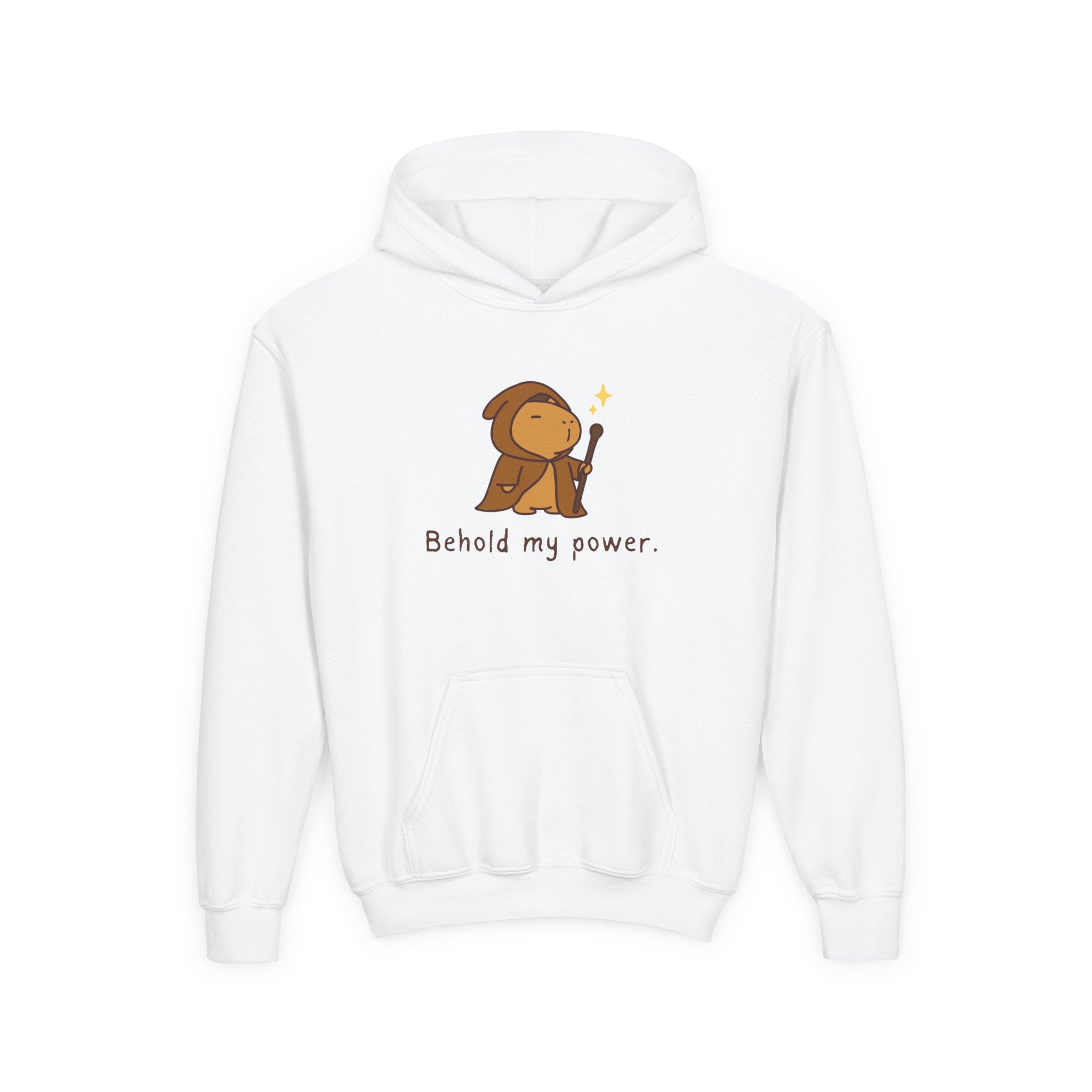 Behold My Power Kids Hoodie – Funny Wizard Capybara Hoodie for Kids