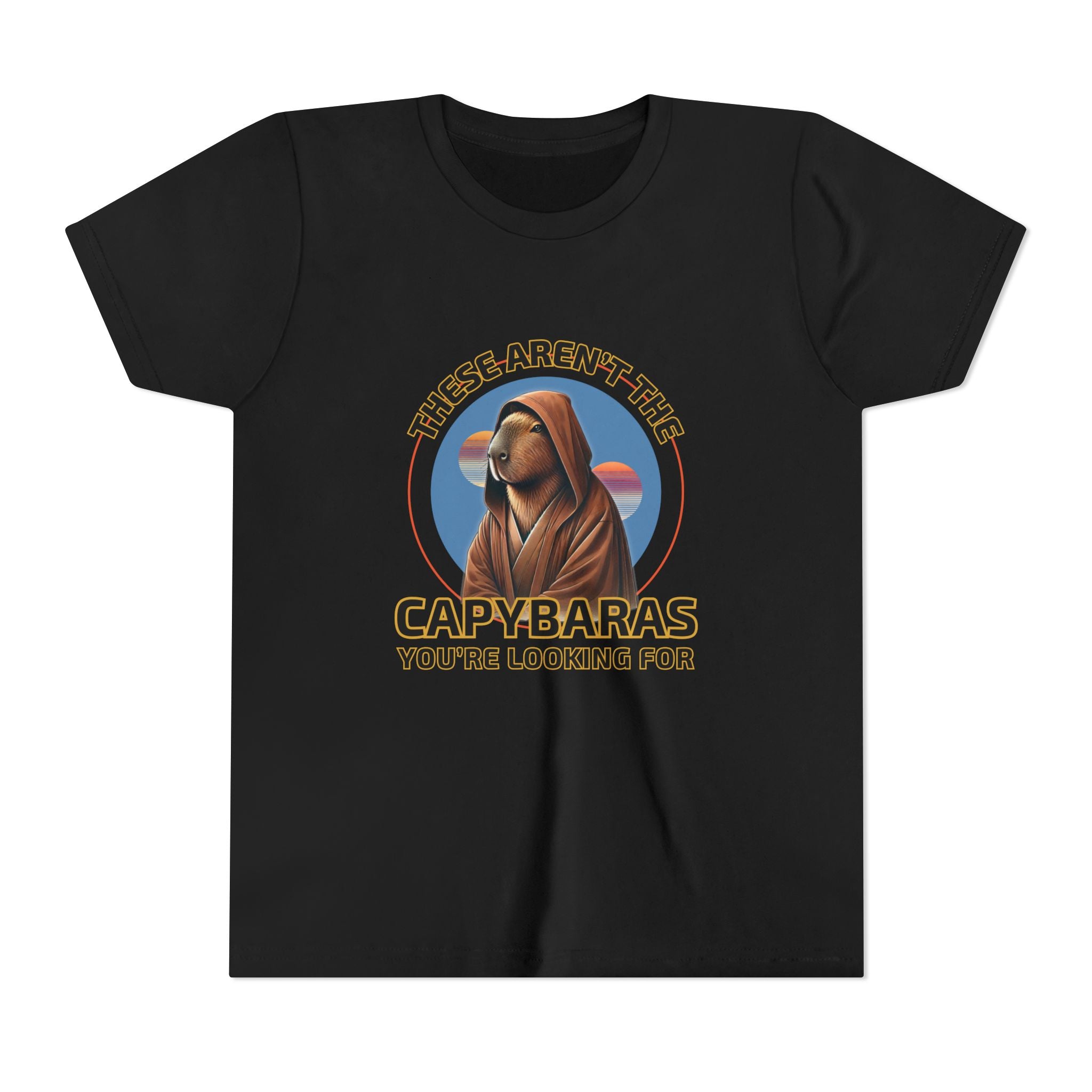 Star Wars Parody Shirt – These Aren’t the Capybaras You’re Looking For – Obi-Wan Capybara Tee – Funny Nerd Gift – Tatooine Suns Sci-Fi Shirt - Youth Unisex Tee