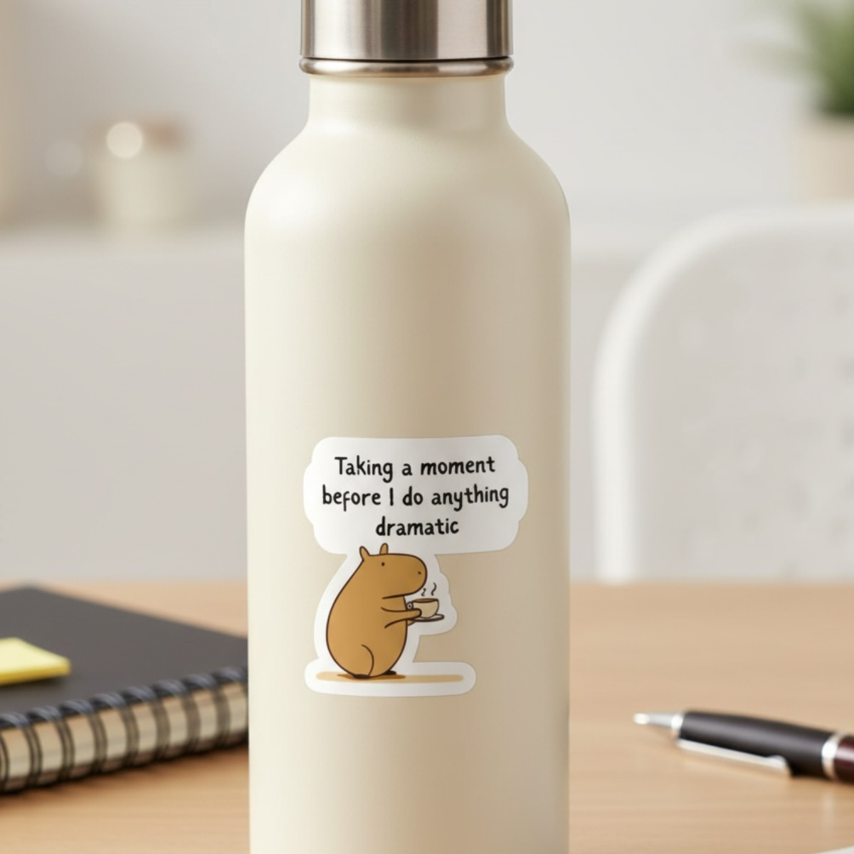 Taking a Moment Die Cut Capybara Vinyl Sticker