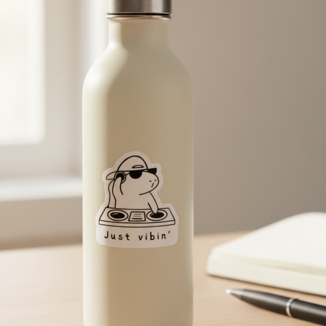 Just Vibin' Capybara Die Cut Vinyl Sticker