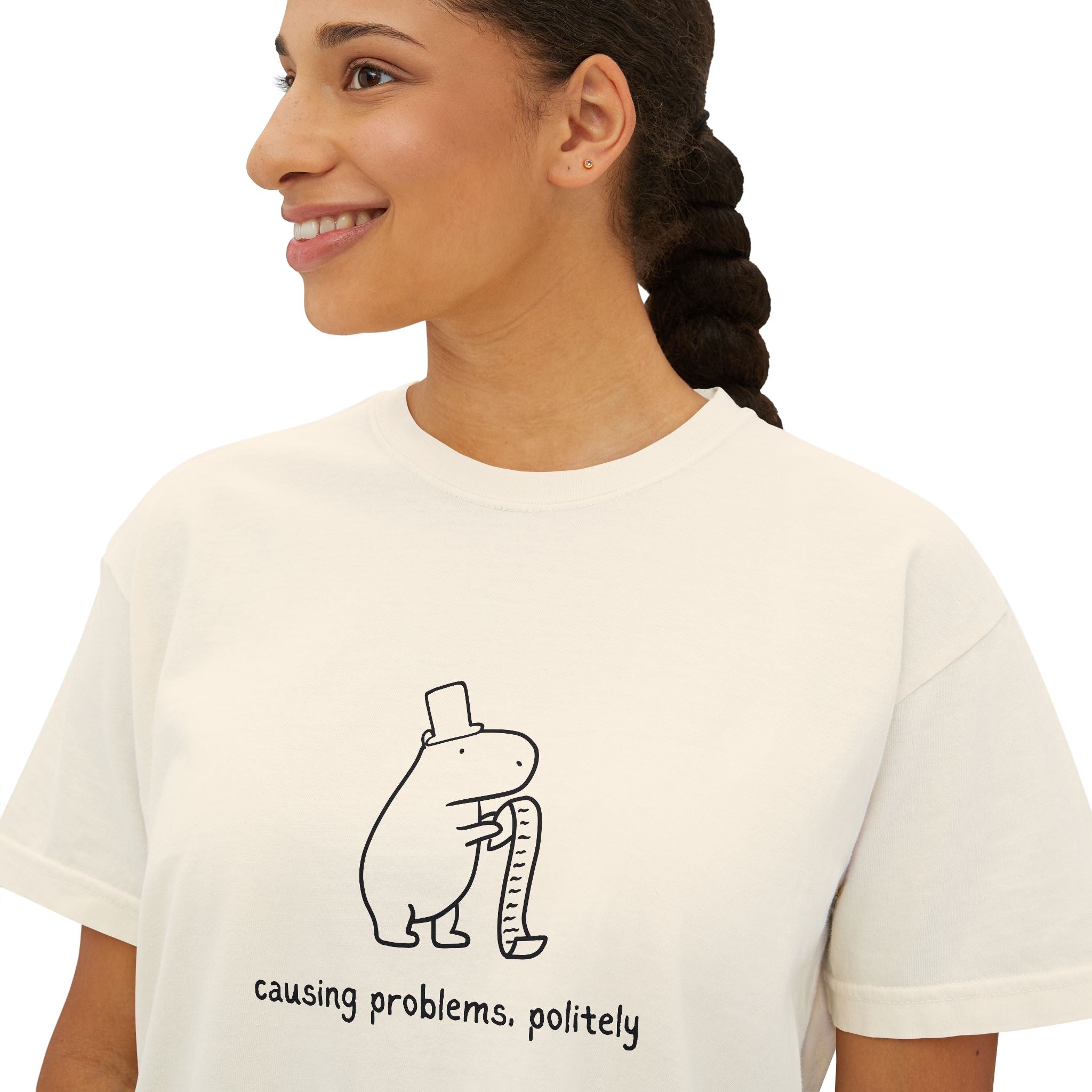 Funny Womens Boxy Tee - Capybara Causing Problems Politely