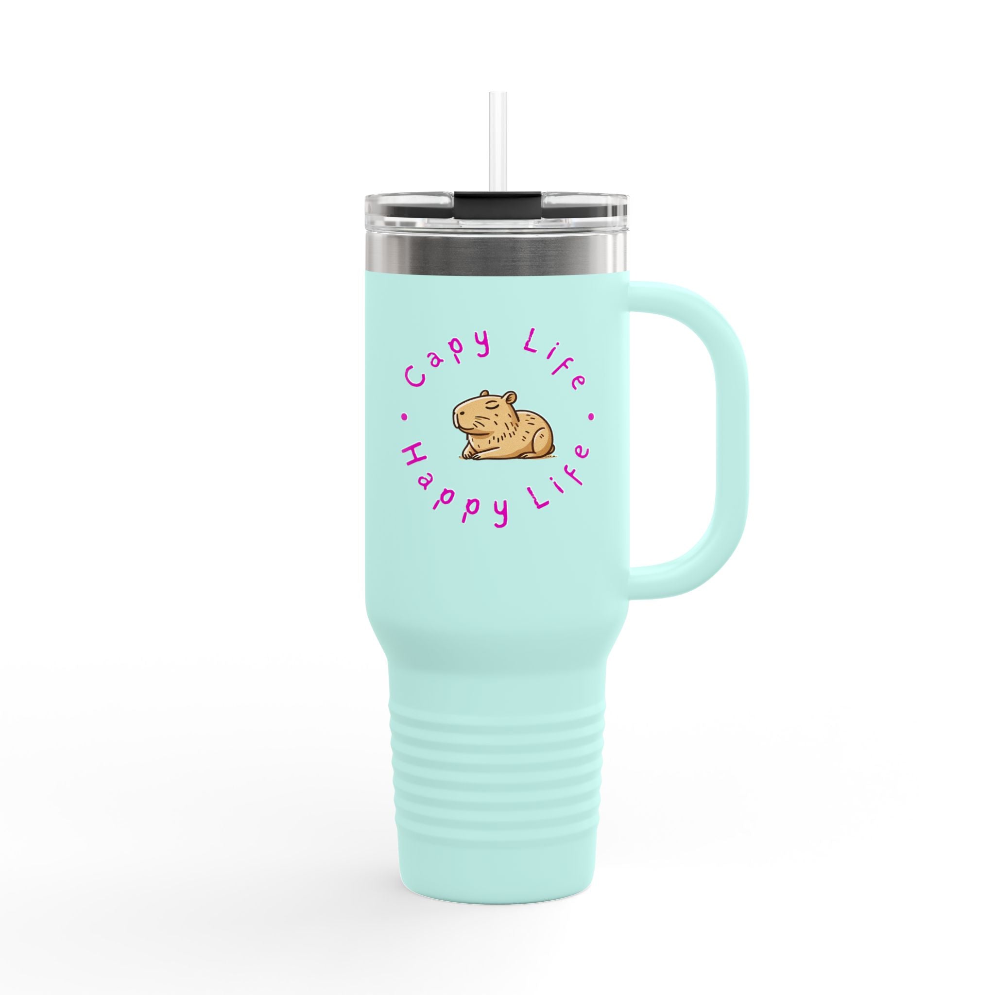 Capy Life Happy Life Signature Logo Insulated Travel Mug - 40oz