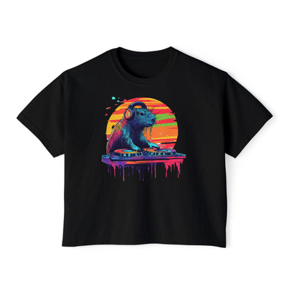 DJ Capybara Double Turntable - Women's Boxy Shirt