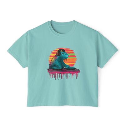 DJ Capybara Double Turntable - Women's Boxy Shirt