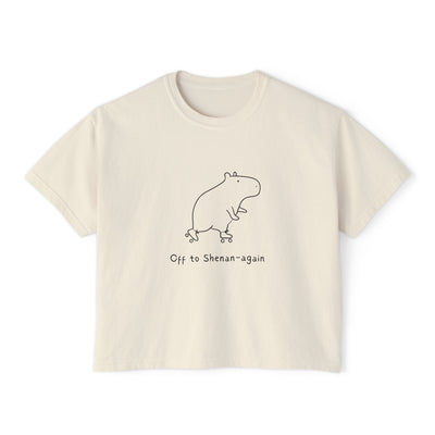 Funny Womens - Off to Shenan-again Boxy Tee - detail view