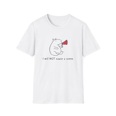 Funny Capybara T-Shirt – “I will NOT cause a scene” Softstyle Tee