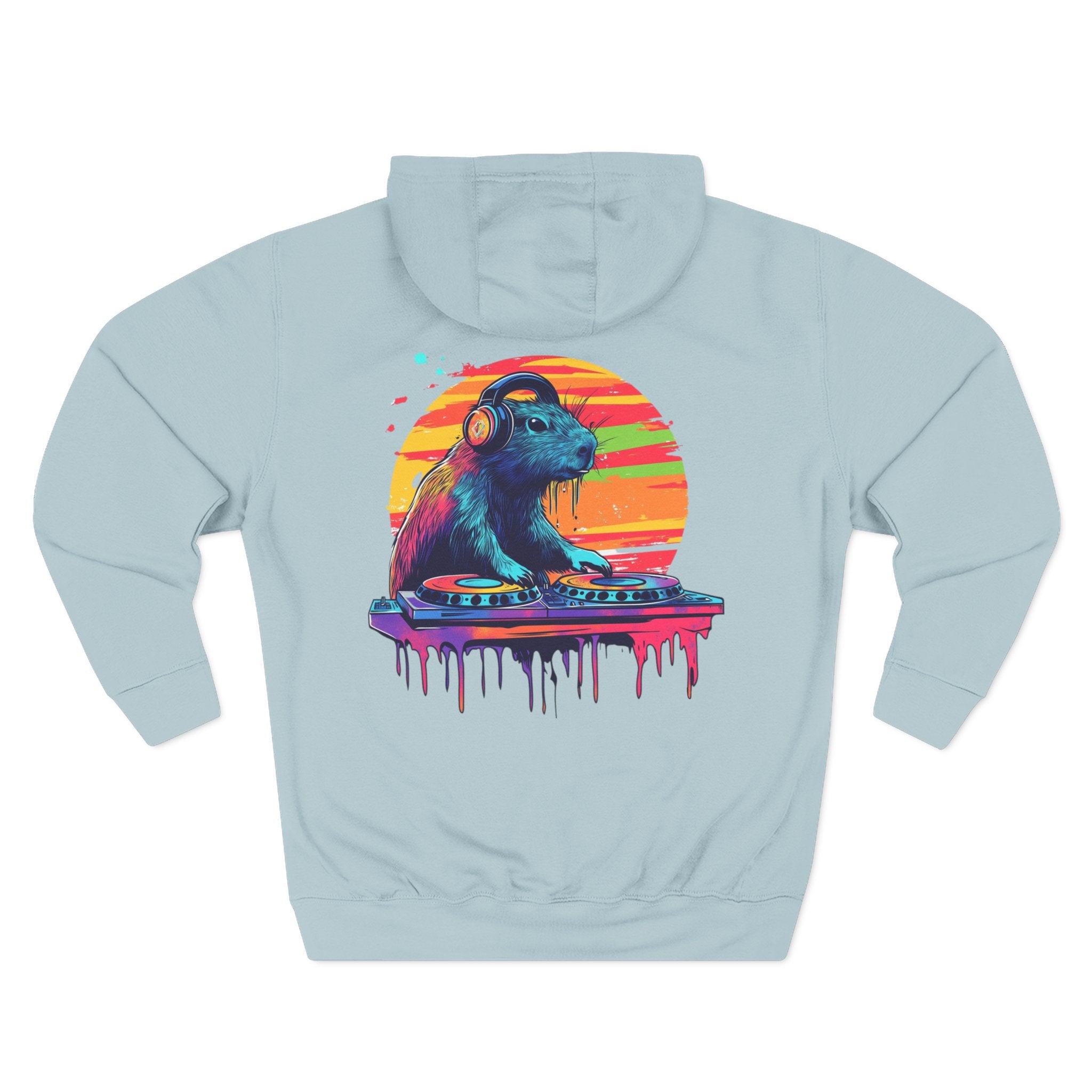 DJ Capybara Hoodie – Lane Seven Premium Fleece – Front Logo + Full Back Print Adult Hoodie