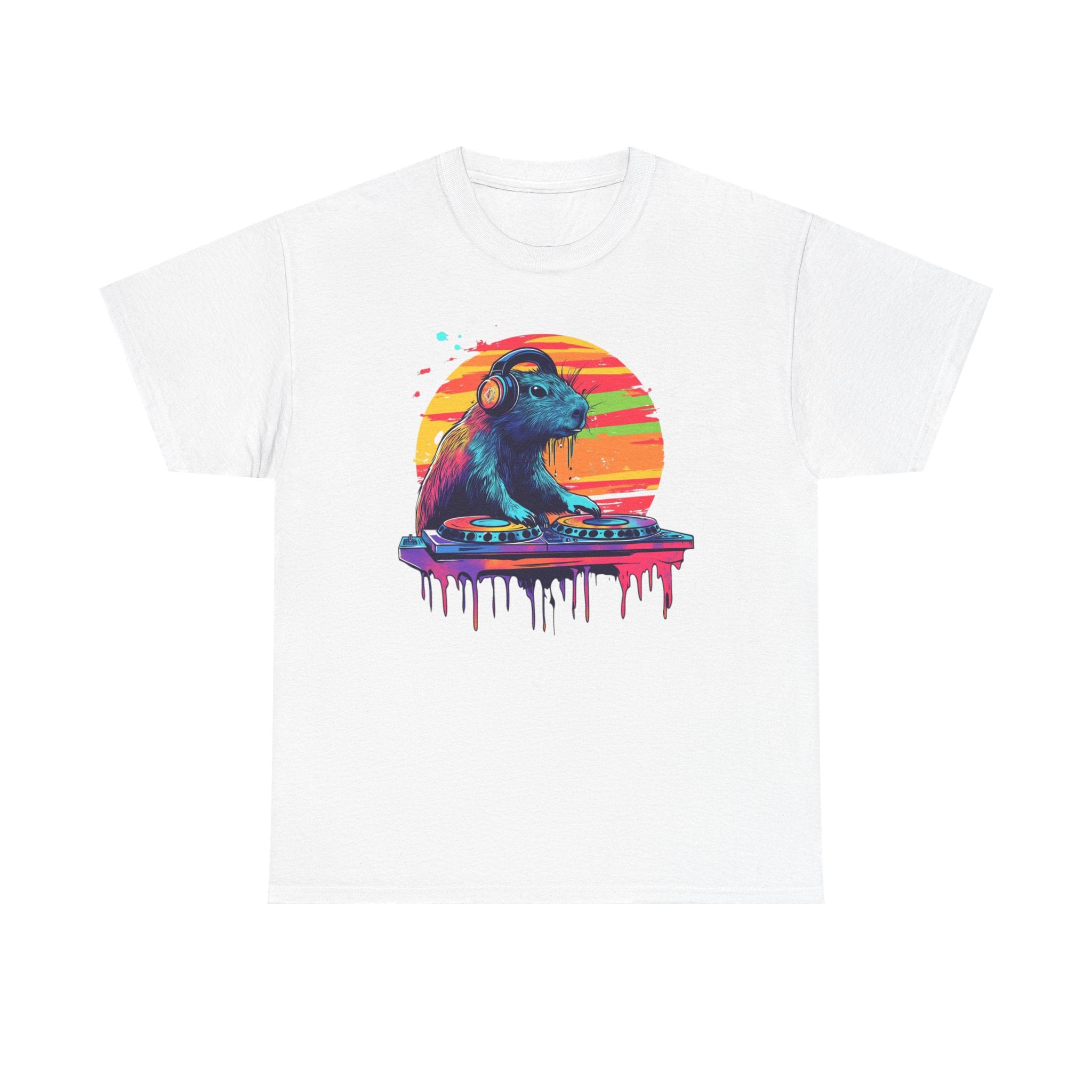 DJ Capybara Double Disc - Unisex Adult Heavy Tee