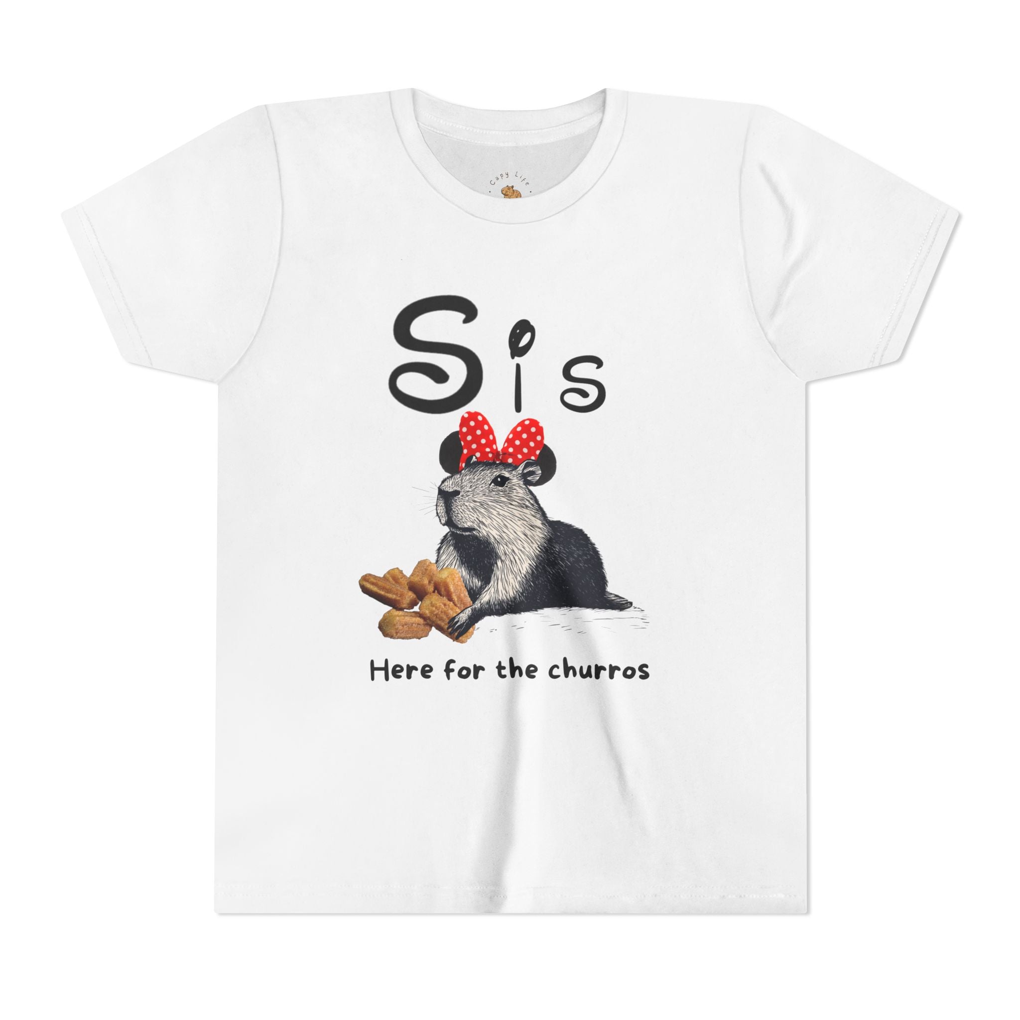 Sis Theme Park Here for the Churros Tee -  Capybara Youth Unisex Jersey Short Sleeve Shirt